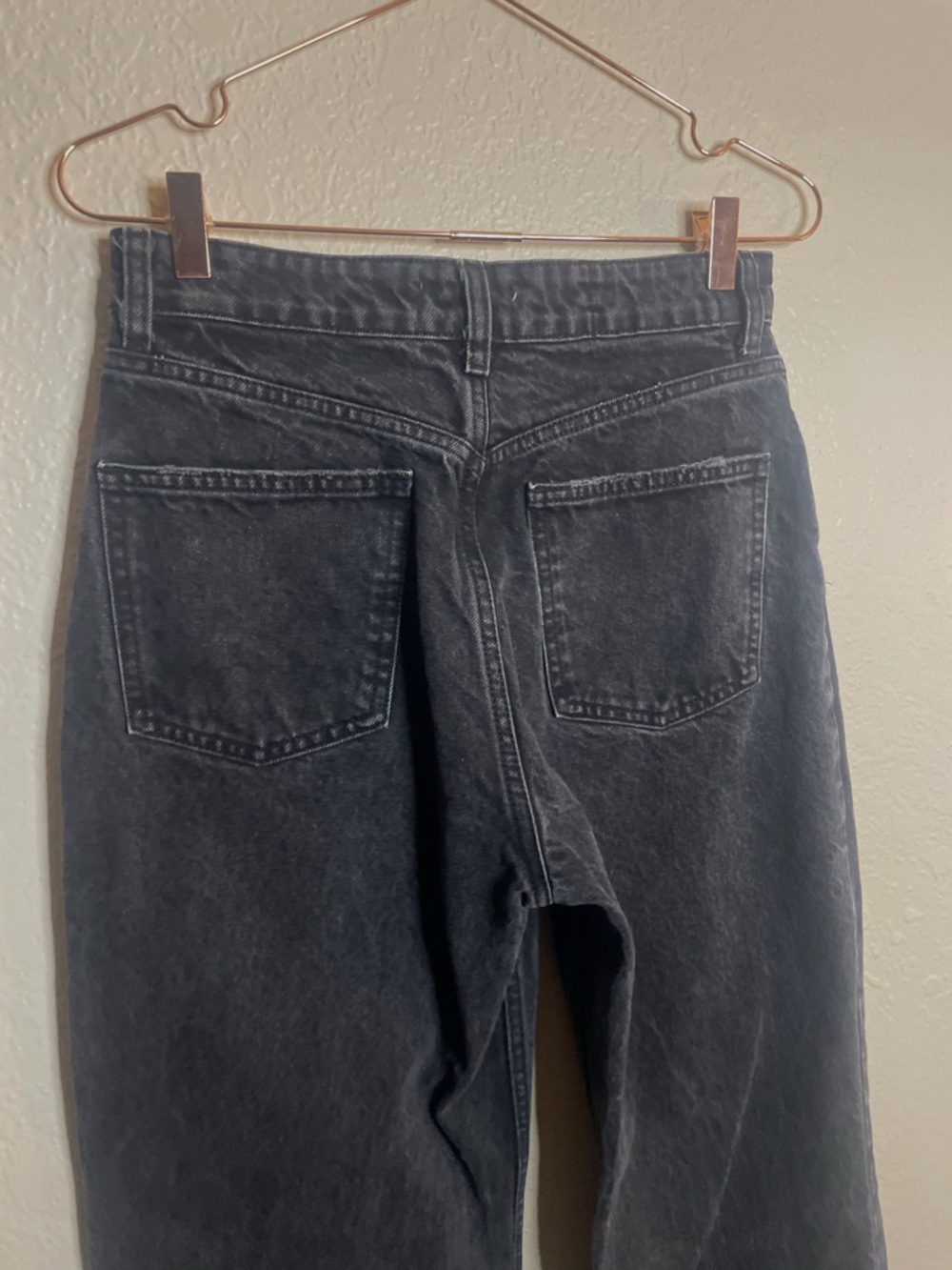 Zara Black Distressed Wide Leg Jeans Y2K Grunge Model Off Duty - Picture 2 of 5